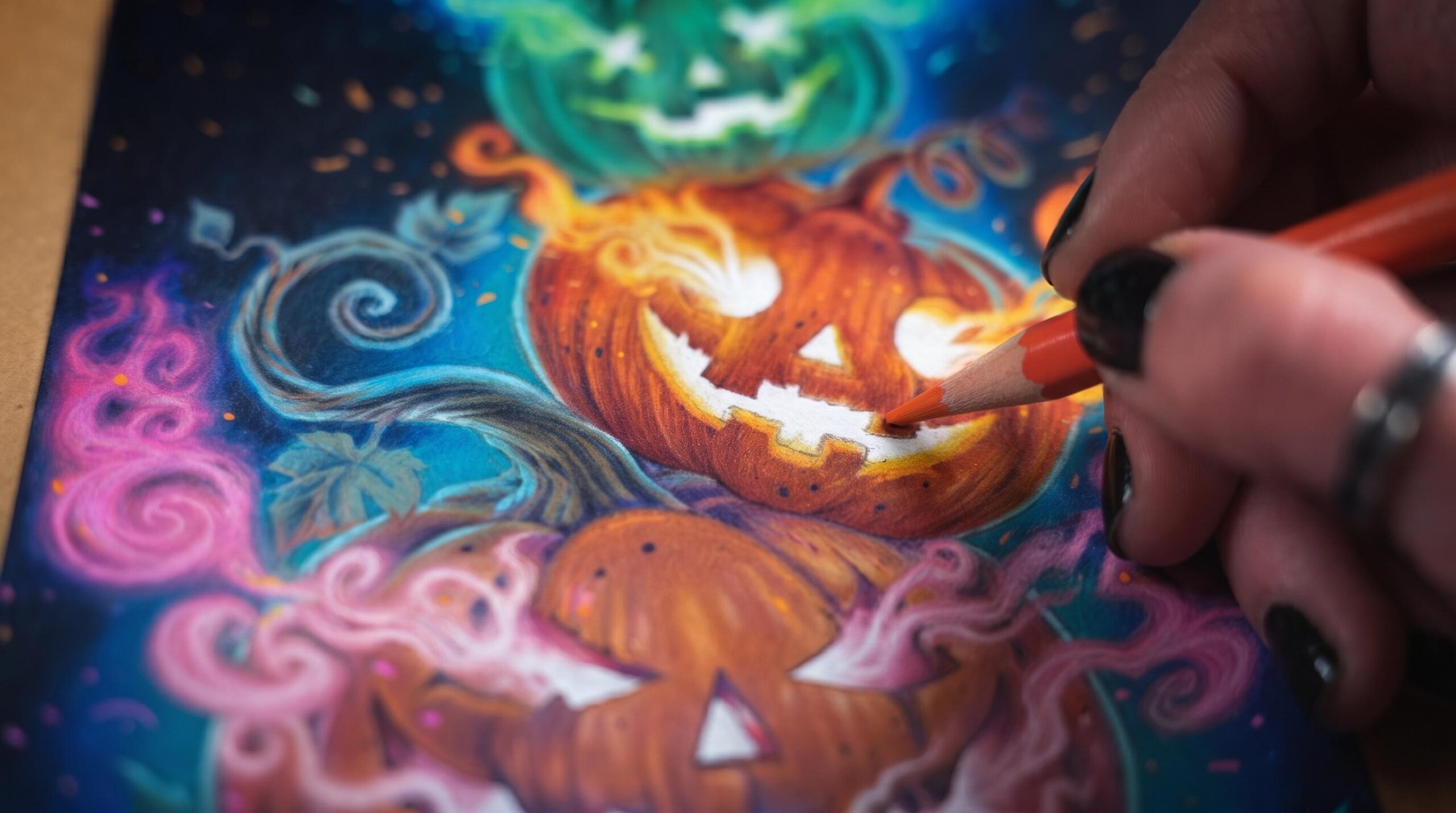 Artist Lisa Mitrokhin teaching a class on glow effects with colored pencils.